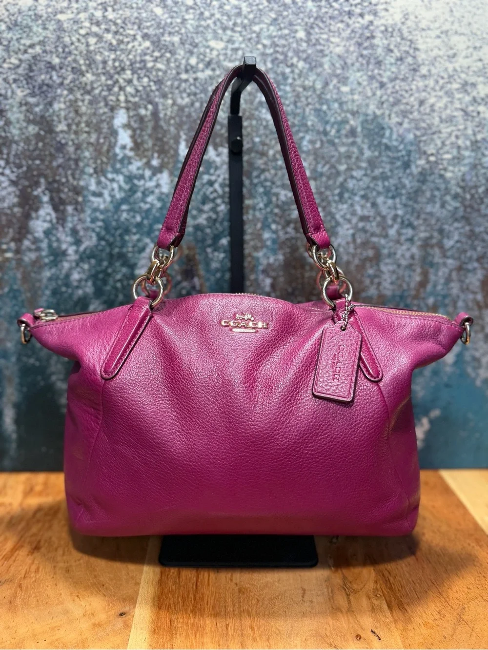 Coach Barbiecore 2016 Small Kelsey Fuchsia Pebbled Leather Satchel